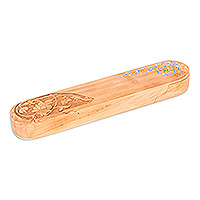 Wood decorative box, 'Serene Secret' - Traditional Painted Wood Watch Box with Blue Hues