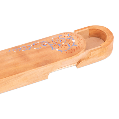 Dekorative Box aus Holz - Traditionelle Uhrenbox aus bemaltem Holz mit blauen Farben