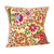 Embroidered cotton cushion cover, 'Uzbekistan's Garden' - Traditional Suzani Floral Cotton Cushion Cover