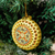Handpainted ceramic ornament, 'Yellow Folklore' - Yellow Glazed Ceramic Floral Ornament Made & Painted by Hand