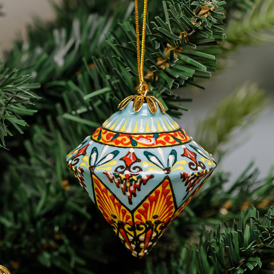 Keramikornament - Handbemaltes traditionelles Diamant-Keramik-Ornament