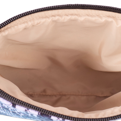 Ikat-Reisetasche - Kosmetiktasche mit Reißverschluss und marineblauem Ikat-Muster