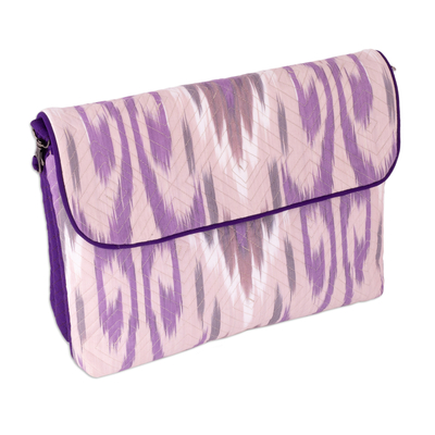 Ikat sling bag, 'Purple Convenience' - Traditional Ikat Purple Sling Bag with Removable Strap