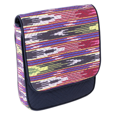 Ikat messenger sling bag, 'colourful Glee' - colourful Ikat Messenger Bag with Adjustable Strap