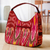 Ikat shoulder bag, 'Magenta Flair' - Ikat Shoulder Bag in Fuchsia and Burgundy with 5 Pockets