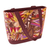 Patchwork ikat tote bag, 'Exuberance' - Burgundy Tote Bag with Multicoloured Patchwork Ikat Pattern