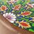 Schmuckschatulle aus Holz - Bemalte runde Schmuckschatulle aus Walnussholz mit Blumenmotiven