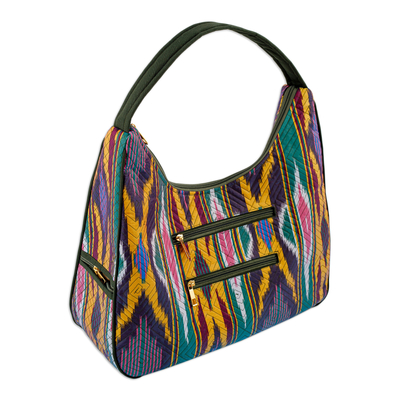Ikat handbag, 'Colors from the Road' - Colorful Ikat Handbag with Five Exterior Zippered Pockets