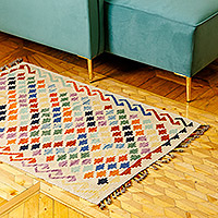 Wool area rug, 'colours from the Silk Road' (2.5x4) - Handwoven Wool Area Rug in a colourful Palette (2.5x4)