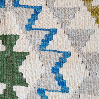 Wool area rug, 'Uzbekistan Majesty' (2.5x4) - Handwoven Geometric Wool Area Rug in Ivory (2.5x4)