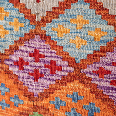 Alfombra de lana, (3,5x5) - Alfombra de área de lana geométrica tejida a mano en tonos vibrantes (3,5x5)