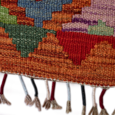 Wool area rug, 'Sweet Mosaic' (3.5x5) - Handwoven Geometric Wool Area Rug in Vibrant Hues (3.5x5)