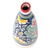 Glazed ceramic vase, 'Uzbek Spring' - Hand-Painted Glazed Ceramic Vase with Floral and Leaf Motif