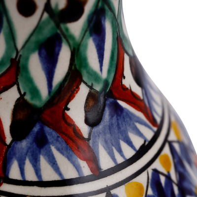 Jarrón de cerámica esmaltada, 'Royal Blue Desire' - Jarrón de botella de cerámica esmaltada en azul real pintado a mano