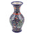 Glazed ceramic vase, 'Red Desires' - Paisley and Floral Royal Blue and Red Glazed Ceramic Vase