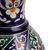 Jarrón de cerámica esmaltada - Jarrón floral pintado de cerámica esmaltada en azul y verde