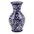 Glazed ceramic vase, 'The Magic Palace' - Classic Blue and White Leafy Glazed Ceramic Vase
