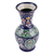 Glazed ceramic vase, 'Blue Rishtan' - Classic Floral Painted Blue and Green Glazed Ceramic Vase