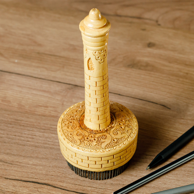Wood bread stamp, 'Swirly Caress' - Hand-Carved Elm Tree Wood Bread Stamp with Swirly Figure