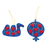 Lacquered wood ornaments, 'Camel and Pomegranate' (pair) - Pair of Lacquered Wood Camel and Pomegranate Ornaments