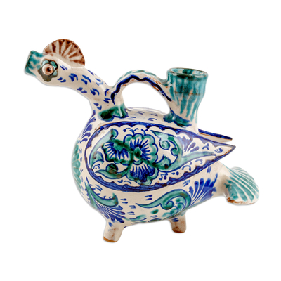 Pfeifgefäß aus Keramik - Usbekisches handbemaltes pfeifendes Gefäß aus Keramik in Entenform