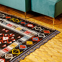 Wool rug, 'Uzbekistan's Glory' (4.5x6) - Traditional Wool Rug with Vibrant Geometric Details (4.5x6)