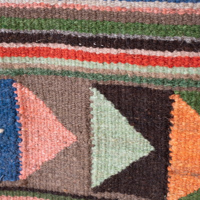 Wool area rug, 'Multicolor Directions' (2.5x5) - Handwoven Geometric Colorful Wool Area Rug (2.5x5)