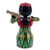 Wood figurine, 'Tanbur Green Rhythms' - Painted Traditional Green Wood Figurine of Girl and Tanbur