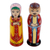 Wood figurines, 'Majestic Marriage' (set of 2) - Set of 2 Yellow and Red Wood Bride and Groom Figurines