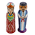 Wood figurines, 'Splendorous Marriage' (set of 2) - Set of 2 Red and Blue Wood Bride and Groom Figurines