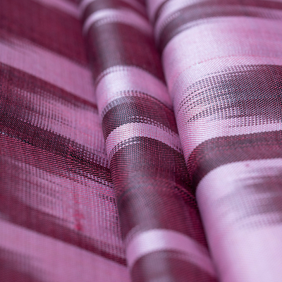 Silk ikat scarf, 'Stylish Burgundy' - Burgundy Hand-Woven Fringed Silk Ikat Scarf from Uzbekistan