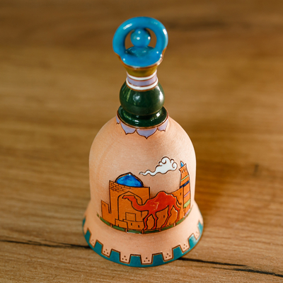 Decorative ceramic bell, 'Rhythms of the Mosque' - Classic Decorative Ceramic Bell Made & Painted by Hand