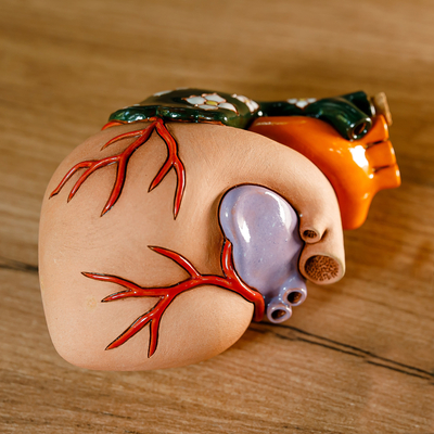 Keramikfigur - Handbemalte, skurrile, realistische Herzfigur aus Keramik
