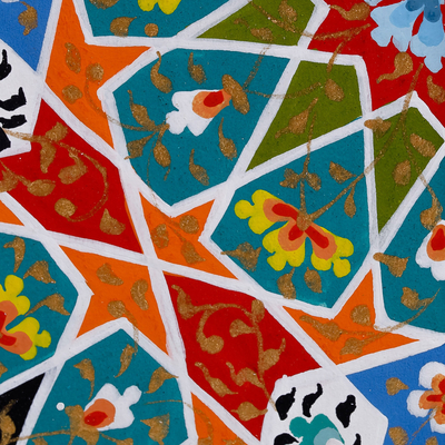 'Primavera' - Pintura de acuarela floral geométrica tradicional estirada