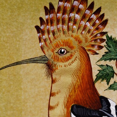 'Hoopoe Bird' - Pintura acuarela impresionista estirada de pájaro colorido