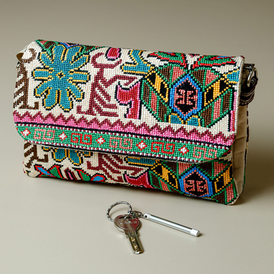 Iroki embroidered shoulder bag, 'Cool Patterns' - Hand-Embroidered Versitile Handbag from Uzbekistan