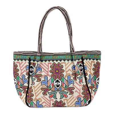 Tote Bag with Floral Uzbek Irokoi Hand Embroidery - Flower Magnetism ...