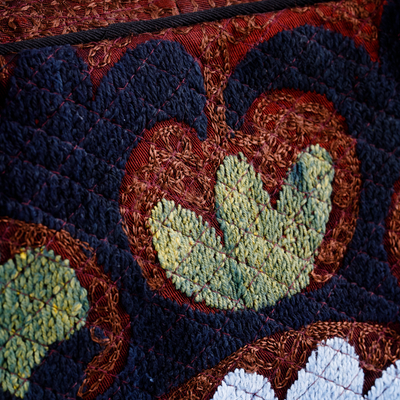 bolso de viaje Suzani bordado - Bolso de viaje en mezcla de algodón con bordado floral Suzani a mano