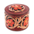 Caja decorativa de cuero - Caja decorativa de piel repujada con motivos florales pintados a mano
