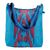 Cotton shoulder bag,  'Blue Vessel' - Blue and Red Ikat Patterned Cotton Shoulder Bag with Zipper