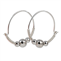 Sterling silver hoop earrings, 'Mysterious Cosmos' - Modern Sterling Silver Hoop Earrings in a High Polish Finish