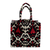 Silk velvet handle bag, 'Cherry Grandeur' - Classic Patterned Cherry and Beige Silk Velvet Handle Bag