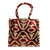 Silk velvet handle bag, 'Crimson Splendor' - Handcrafted Silk Velvet Handle Bag with Abstract Pattern