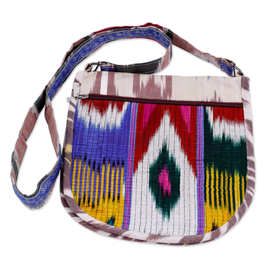 Silk ikat sling, 'Rainbow Vitality' - Handcrafted Silk Sling in Rainbow and Vibrant Hues