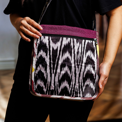 Silk ikat sling, 'Vibrant Vitality' - Handcrafted Silk Sling with colourful Ikat Patterns