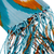 Seidentuch - Handgewebter Seidenschal mit Ikat-Muster in Blau und warmen Prinzipien