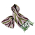 Bufanda ikat de algodón - Bufanda Ikat de algodón con flecos tejida a mano en verde y marrón
