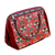 Embroidered cotton handbag, 'Red Gardens of Shahrisabz' - Floral Geometric Iroki Embroidered Red Cotton Handbag