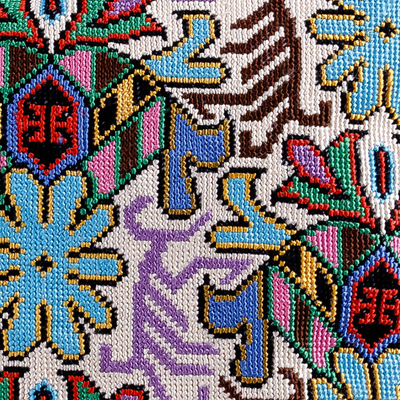 Funda de cojín bordada en punto de cruz - Funda de cojín tradicional bordada Iroki en tonos vibrantes