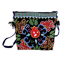 Iroki embroidered sling bag, 'Sweet Season' - Pomegranate-Themed Iroki Embroidered Sling in Vibrant Hues